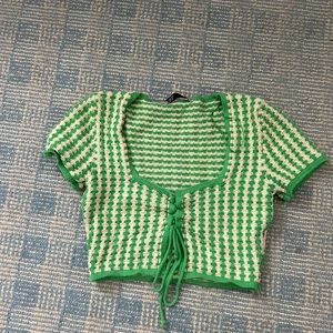 Zara crochet green top